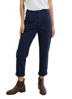 Chino con pence in cotone con elastico dietro in cotone pesante 